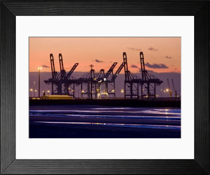 Framed Print : Harbour by night - Zeebrugge - Belgium Framed Print : Harbour by night - Zeebrugge - Belgium