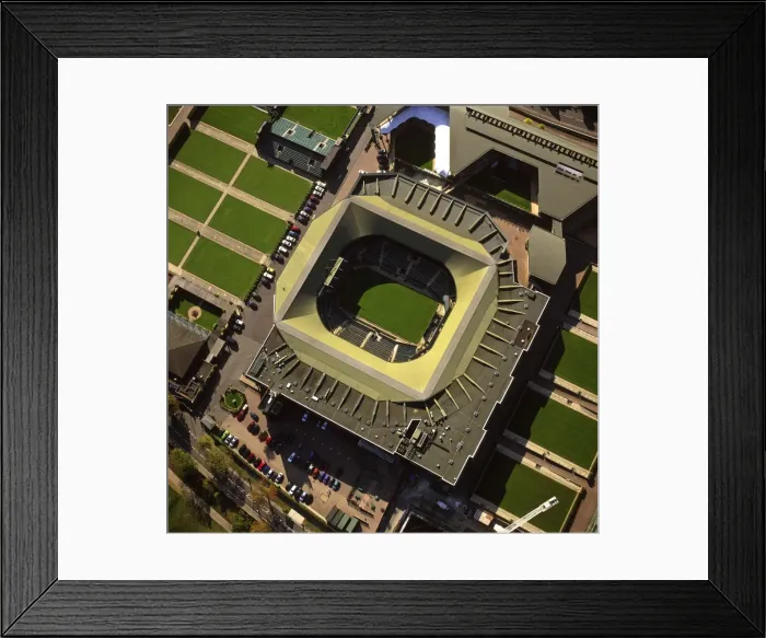 Framed Print : Aerial image of London, England, UK: All-England Club (All England Lawn Tennis and Croquet Club), Wimbledon Centre court, Wimbledon, West London Framed Print : Aerial image of London, England, UK: All-England Club (All England Lawn Tennis and Croquet Club), Wimbledon Centre court, Wimbledon, West London