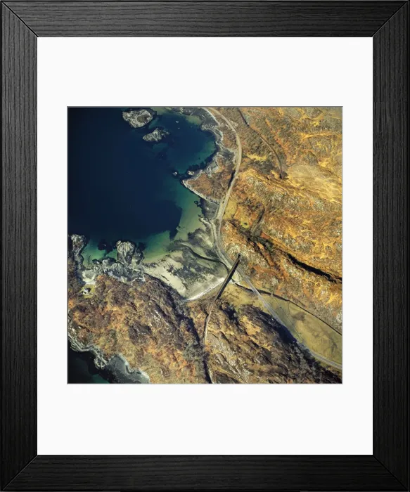 Framed Print : Aerial image of Scotland, UK: Ardnambuth beach, Lochailort, Highland, Scotland Framed Print : Aerial image of Scotland, UK: Ardnambuth beach, Lochailort, Highland, Scotland