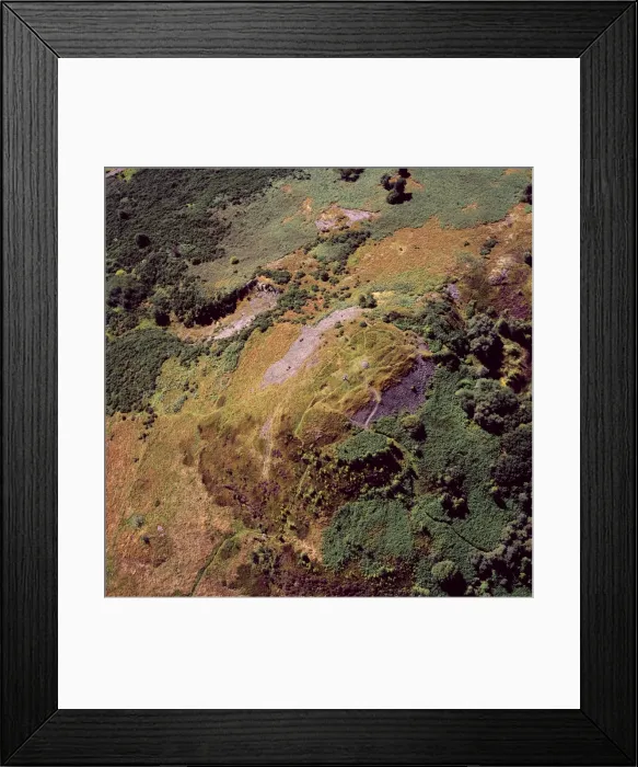 Framed Print : Aerial image of Scotland, UK: Castle Law, an Iron Age hill fort, sits above the confluence of the River Tay and River Earn, Abernethy, Perthshire Framed Print : Aerial image of Scotland, UK: Castle Law, an Iron Age hill fort, sits above the confluence of the River Tay and River Earn, Abernethy, Perthshire