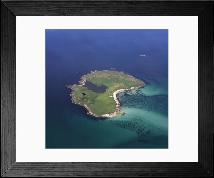 Framed Print : Aerial image of Scotland, UK: Boreray, an island in the Outer Hebrides, lies 2km north of North Uist, West Coast Scotland. The island is dominated by Loch Mor ('big loch') Framed Print : Aerial image of Scotland, UK: Boreray, an island in the Outer Hebrides, lies 2km north of North Uist, West Coast Scotland. The island is dominated by Loch Mor ('big loch')