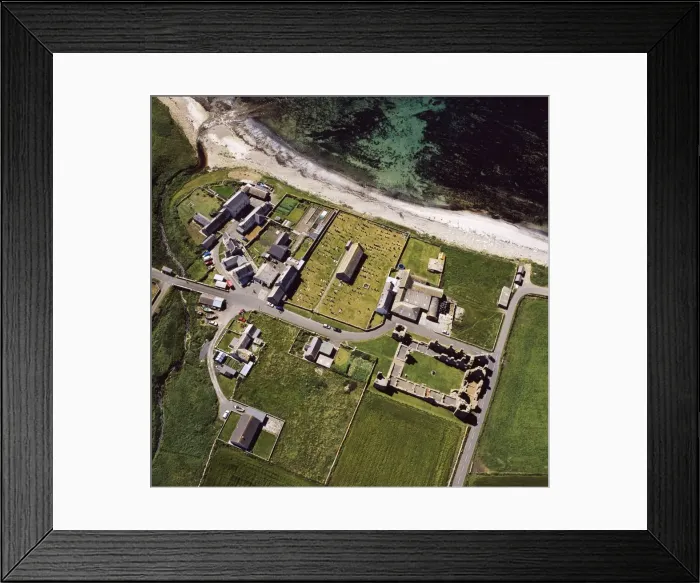 Framed Print : Aerial image of Scotland, UK: Earl's Palace, Birsay, a 16th century ruined castle, north west corner of Mainland Orkney Framed Print : Aerial image of Scotland, UK: Earl's Palace, Birsay, a 16th century ruined castle, north west corner of Mainland Orkney