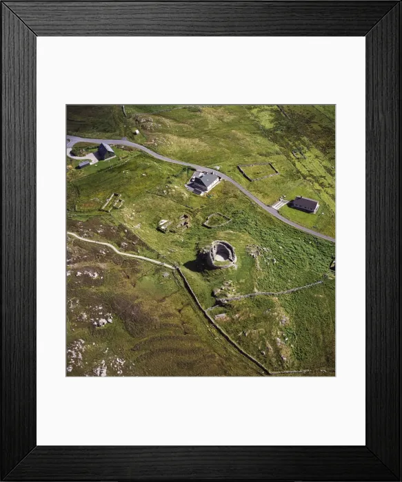 Framed Print : Aerial image of Scotland, UK: Dun Carloway, Carloway, on the west coast of the Isle of Lewis, Outer Hebrides: a remarkably well preserved Iron Age Broch, with part of the wall still stands to a height of 9 metres Framed Print : Aerial image of Scotland, UK: Dun Carloway, Carloway, on the west coast of the Isle of Lewis, Outer Hebrides: a remarkably well preserved Iron Age Broch, with part of the wall still stands to a height of 9 metres