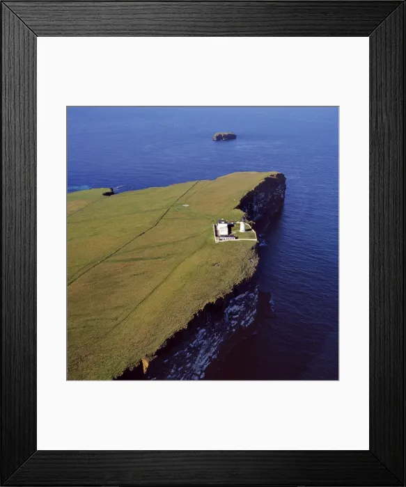 Framed Print : Aerial image of Scotland, UK: Lighthouse at Copinsay, Orkney Mainland Framed Print : Aerial image of Scotland, UK: Lighthouse at Copinsay, Orkney Mainland