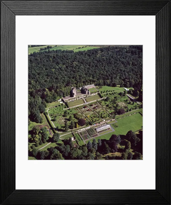 Framed Print : Aerial image of Scotland, UK: Drummond Castle and one of Scotland's finest Italian Renaissance style formal gardens, south of Crieff, Perthshire Framed Print : Aerial image of Scotland, UK: Drummond Castle and one of Scotland's finest Italian Renaissance style formal gardens, south of Crieff, Perthshire