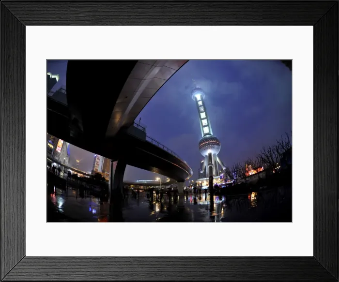 Framed Print : Shanghai - Oriental pearl Tower rainy night China Framed Print : Shanghai - Oriental pearl Tower rainy night China
