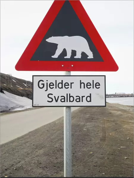 Polar Bear Road Sign - Longyearbyen, Svalbard (Spitsbergen) LA003889