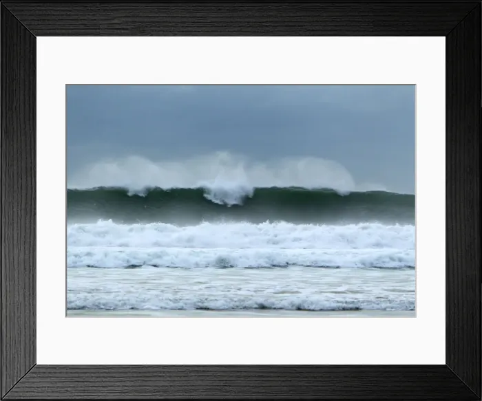 Framed Print : Atlantic Storm Waves breaking on Beach - Machir Bay - Islay - Scotland - UK LA005379