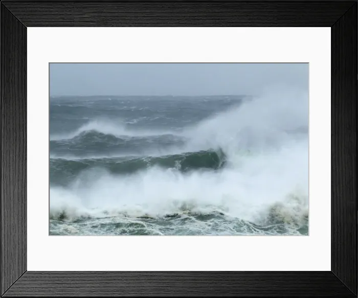Framed Print : Atlantic Storm Waves breaking on rocky shore - Porthnahaven - Islay - Scotland - UK LA005453