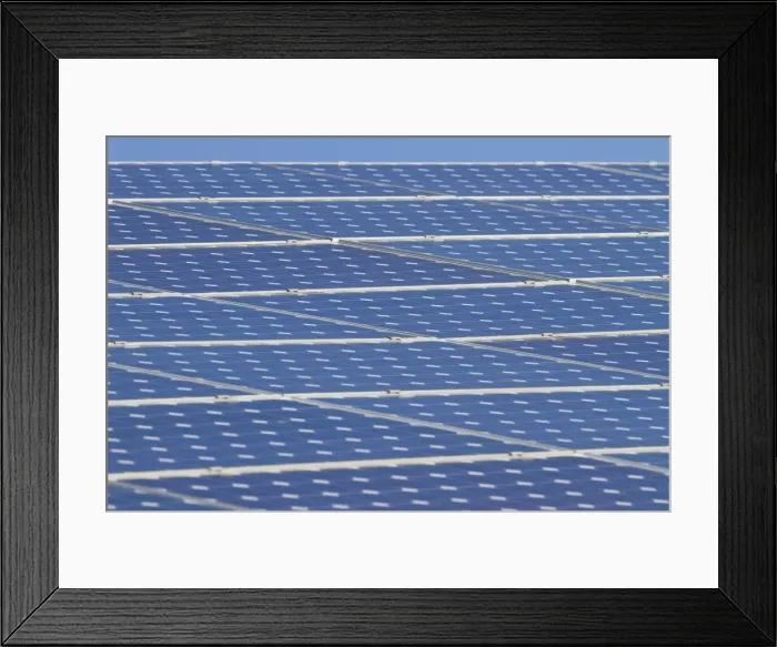 Framed Print : Solar Panels - A roof covered with photovoltaic solar panels. England, UK