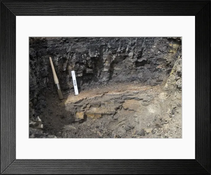 Framed Print : GEOLOGY: K-T boundary K-T boundary Sussex locality, Wyoming, USA. The ruler and brush rest on the top of the K-T boundary layer. Below it is a mudstone deposit of the Lance Formation (Cretaceous) Framed Print : GEOLOGY: K-T boundary K-T boundary Sussex locality, Wyoming, USA. The ruler and brush rest on the top of the K-T boundary layer. Below it is a mudstone deposit of the Lance Formation (Cretaceous)