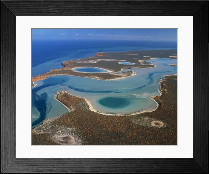 Framed Print : Australia Shark Bay, Heritage Area (UNESCO). Francois Peron National Park, big lagoon seen rom 4000 feet, Western Australia Framed Print : Australia Shark Bay, Heritage Area (UNESCO). Francois Peron National Park, big lagoon seen rom 4000 feet, Western Australia