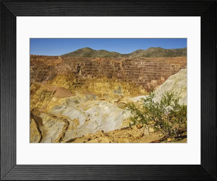 Framed Print : USA - The Lavender Pit, Part of the Copper Queen Mine run by Phelps Dodge Corp. Operated from 1879-1975. 300 acres and 950 feet deep. Bizbee AZ Framed Print : USA - The Lavender Pit, Part of the Copper Queen Mine run by Phelps Dodge Corp. Operated from 1879-1975. 300 acres and 950 feet deep. Bizbee AZ
