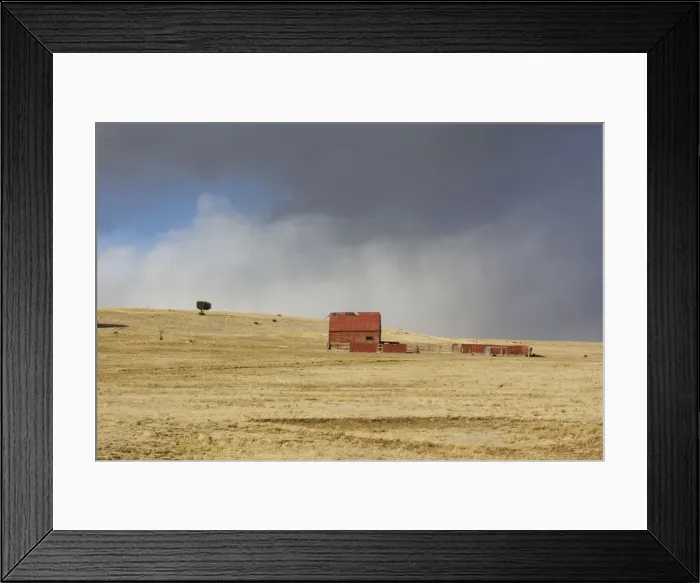Framed Print : USA - old barn on New Mexico Prairie with approaching storm. New Mexico in January Framed Print : USA - old barn on New Mexico Prairie with approaching storm. New Mexico in January