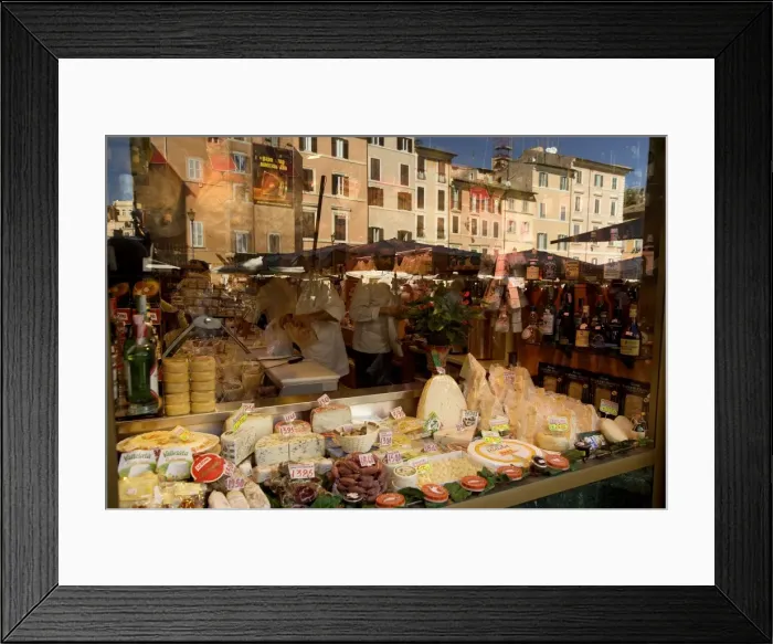 Framed Print : Street scene with delicatessen - Campo De Fiori - Rome - Italy Framed Print : Street scene with delicatessen - Campo De Fiori - Rome - Italy