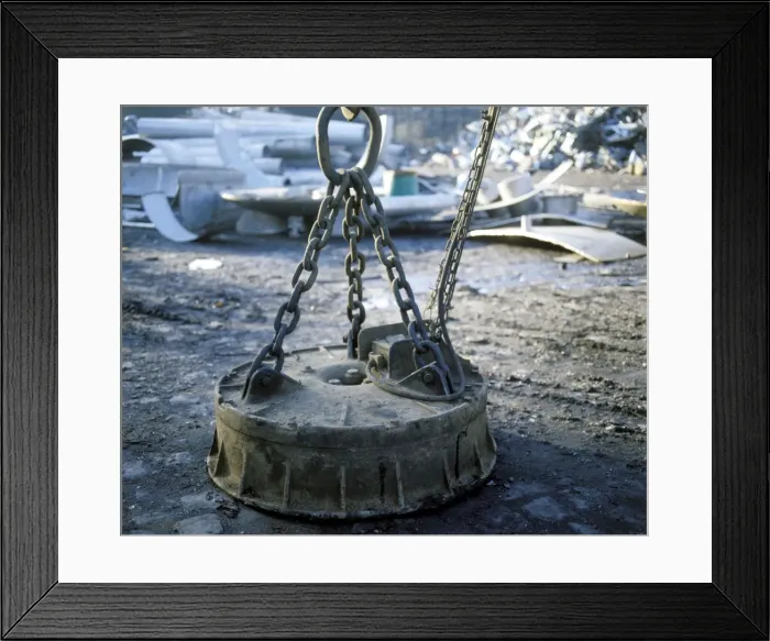 Framed Print : Industrial magnet in scrapyard Framed Print : Industrial magnet in scrapyard