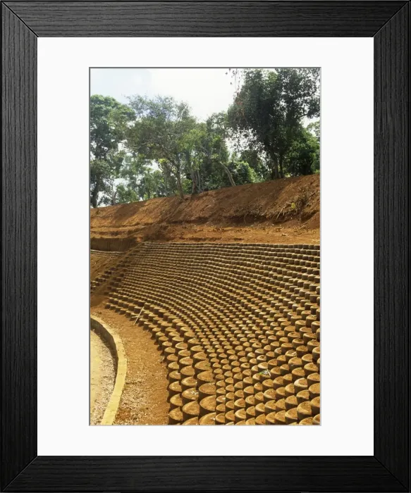 Framed Print : Recycling Car Tyres - to stop erosion, a Japanese technique Mayotte Island, Indain Ocean Framed Print : Recycling Car Tyres - to stop erosion, a Japanese technique Mayotte Island, Indain Ocean
