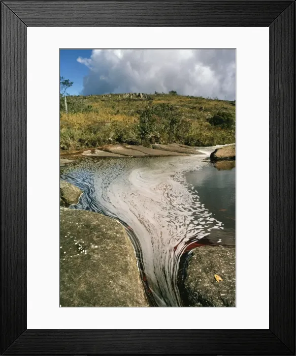 Framed Print : Auyantepui (Auyantepuy, Devil's Mountain) summit, blackwater river, Canaima National Park, Venezuela, South America Framed Print : Auyantepui (Auyantepuy, Devil's Mountain) summit, blackwater river, Canaima National Park, Venezuela, South America