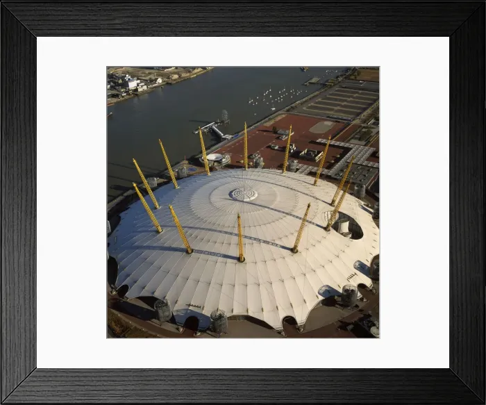 Framed Print : Aerial image of London, England, UK: Millennium Dome and the River Thames, Greenwich Peninsula, South East London Framed Print : Aerial image of London, England, UK: Millennium Dome and the River Thames, Greenwich Peninsula, South East London