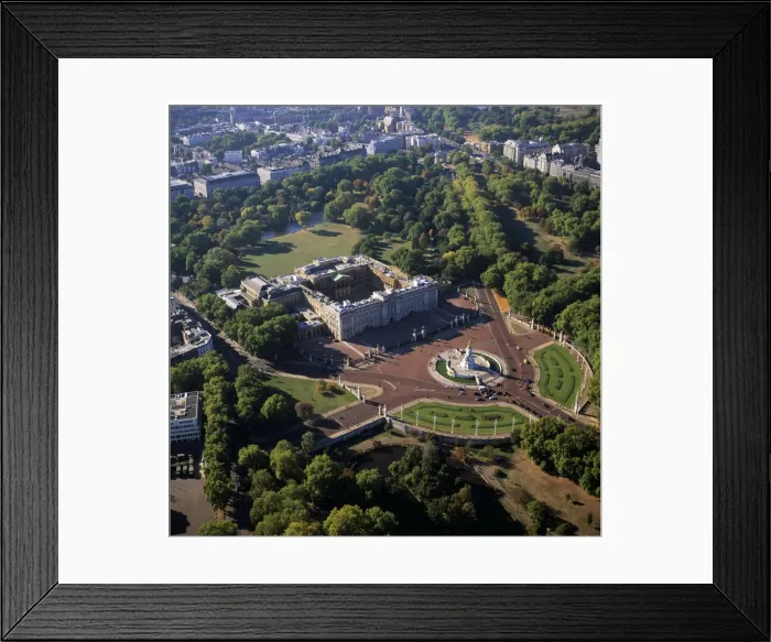 Framed Print : Aerial image of London, England, UK: Buckingham Palace, an official London residence of the British monarch, city of Westminster Framed Print : Aerial image of London, England, UK: Buckingham Palace, an official London residence of the British monarch, city of Westminster