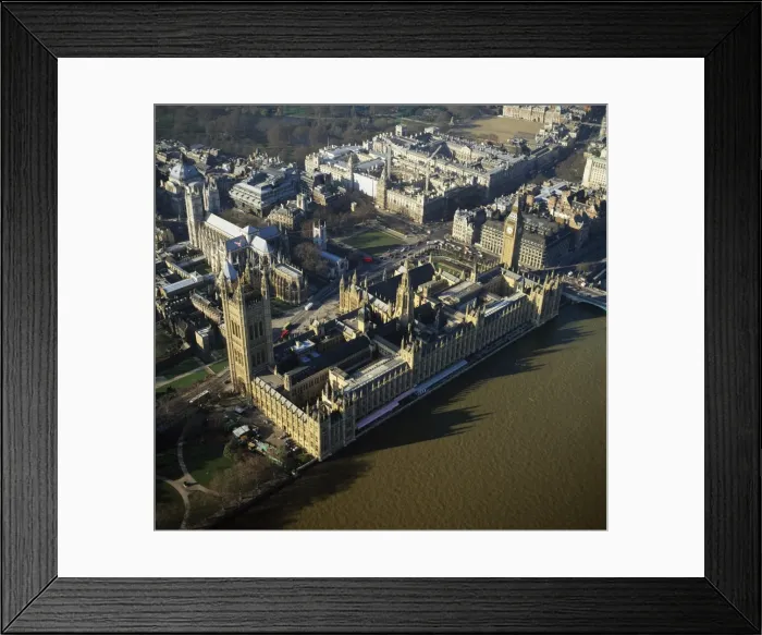 Framed Print : Aerial image of London, England, UK: Houses of Parliament (the Palace of Westminster), Big Ben, Westminster Framed Print : Aerial image of London, England, UK: Houses of Parliament (the Palace of Westminster), Big Ben, Westminster