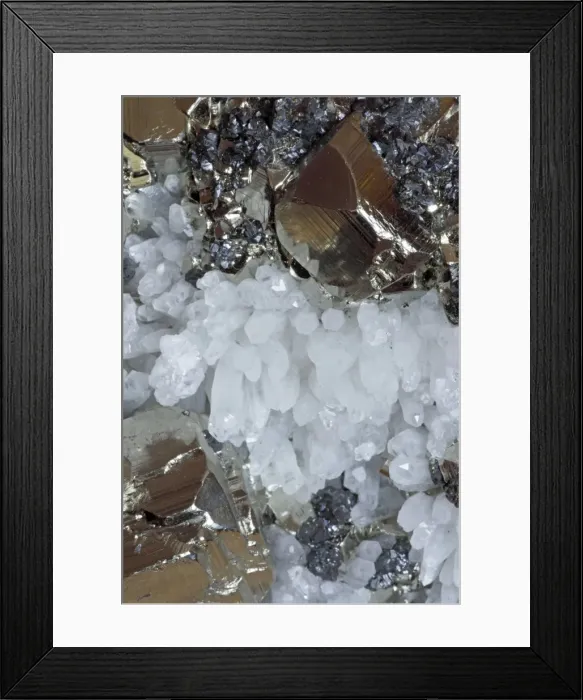 Framed Print : Sphalerite-Pyrite and Quartz Crystals - Peru Framed Print : Sphalerite-Pyrite and Quartz Crystals - Peru