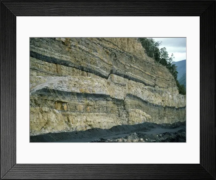 Framed Print : New Zealand - coal bearing strata in quartz sandstone Framed Print : New Zealand - coal bearing strata in quartz sandstone