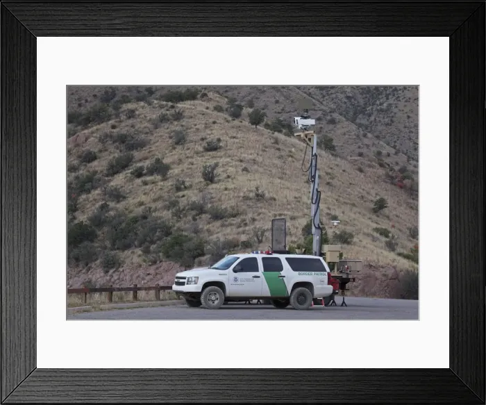 Framed Print : Mobile Surveillance Unit - U. S. Border Patrol - Huachuca Mountains - Arizona - USA - Uses radar-infrared technology and a video camera to monitor United States and Mexican border Framed Print : Mobile Surveillance Unit - U. S. Border Patrol - Huachuca Mountains - Arizona - USA - Uses radar-infrared technology and a video camera to monitor United States and Mexican border