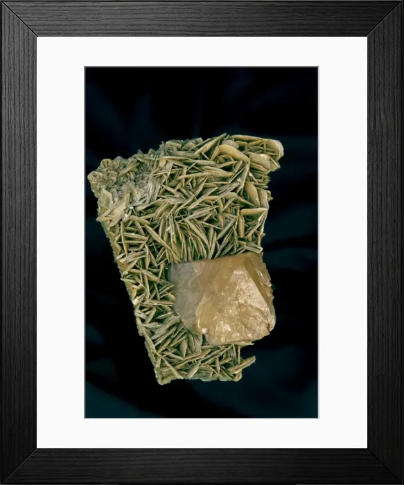Framed Print : Scheelite Crystal (CaWO4) (bottom) on Muscovite - China - Scheelite is calcium tungstate usually with some of the tunsten replaced by molybdenum - It is fluorescent Framed Print : Scheelite Crystal (CaWO4) (bottom) on Muscovite - China - Scheelite is calcium tungstate usually with some of the tunsten replaced by molybdenum - It is fluorescent