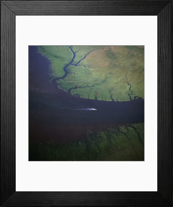 Framed Print : Aerial image of East Anglia, England, UK: Mouth of River Great Ouse entering The Wash, King's Lynn, Norfolk Framed Print : Aerial image of East Anglia, England, UK: Mouth of River Great Ouse entering The Wash, King's Lynn, Norfolk