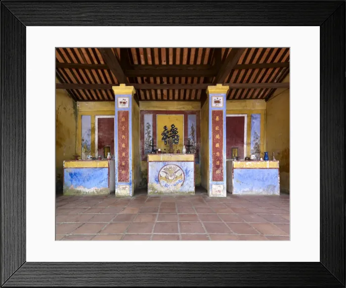 Framed Print : Hon Chen Temple-Hue-Viet - full of altars, spirit houses and stelae this attractive temple dates back more than a thousand years to the ancient Champa - approach only possible by boat Framed Print : Hon Chen Temple-Hue-Viet - full of altars, spirit houses and stelae this attractive temple dates back more than a thousand years to the ancient Champa - approach only possible by boat