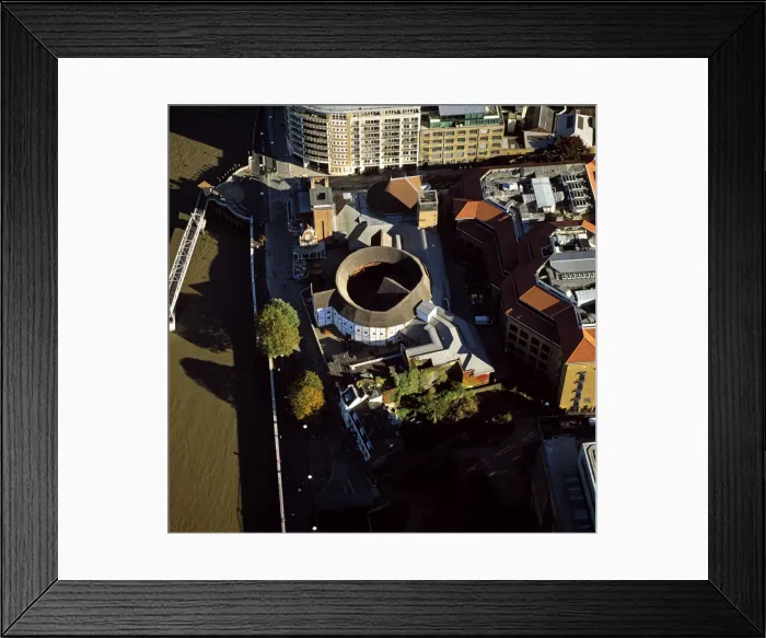 Framed Print : Aerial image of London, England, UK: Globe Theatre (Shakespeare's Globe) and the River Thames Framed Print : Aerial image of London, England, UK: Globe Theatre (Shakespeare's Globe) and the River Thames