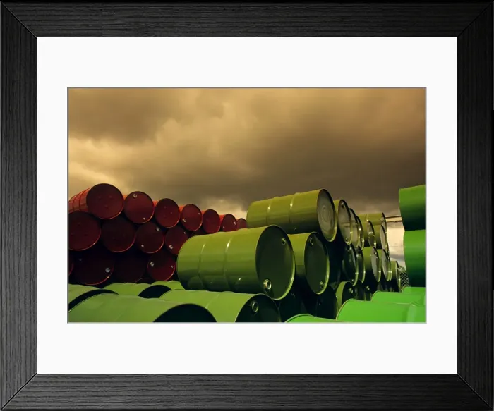 Framed Print : Chemical drum storage at Altona near Melbourne, Victoria, Australia JLR04069 Framed Print : Chemical drum storage at Altona near Melbourne, Victoria, Australia JLR04069