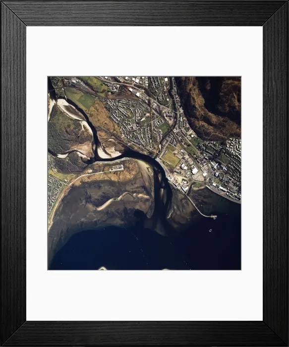 Framed Print : Aerial image of Scotland, UK: Fort William, the largest town in the highlands of Scotland, lies at the southern end of the Great Glen, on the shores of Loch Linnhe and Loch Eil Framed Print : Aerial image of Scotland, UK: Fort William, the largest town in the highlands of Scotland, lies at the southern end of the Great Glen, on the shores of Loch Linnhe and Loch Eil