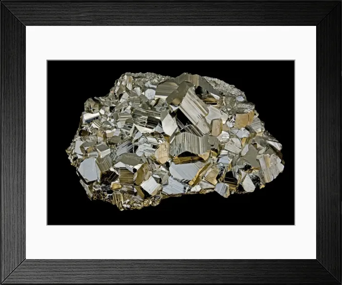 Framed Print : Pyrite (FeS2) (Iron sulfide) / Fools Gold - Peru - formery used in the production of sulfuric acid Framed Print : Pyrite (FeS2) (Iron sulfide) / Fools Gold - Peru - formery used in the production of sulfuric acid