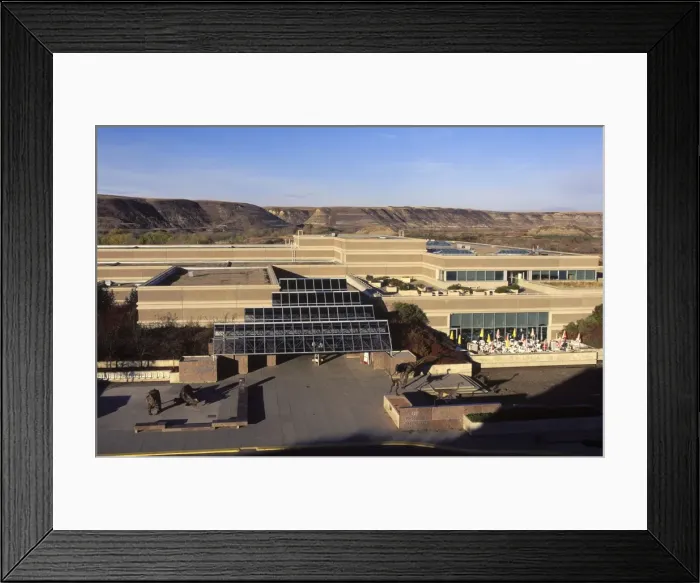 Framed Print : Dinosaur museum: overview of the Royal Tyrrell Museum of Paleontology, near Drumheller, Alberta, Canada. This museum is located in the Red Deer River Valley, among outcrops of the Late Cretaceous Horseshoe Canyon Formation Framed Print : Dinosaur museum: overview of the Royal Tyrrell Museum of Paleontology, near Drumheller, Alberta, Canada. This museum is located in the Red Deer River Valley, among outcrops of the Late Cretaceous Horseshoe Canyon Formation