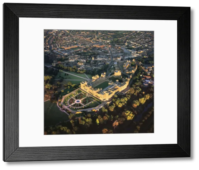 Framed Print : Aerial image of London, England, UK: Windsor Castle, the largest inhabited castle in the world, one of the principal official residences of the British monarch. Queen Elizabeth II, Berkshire Framed Print : Aerial image of London, England, UK: Windsor Castle, the largest inhabited castle in the world, one of the principal official residences of the British monarch. Queen Elizabeth II, Berkshire