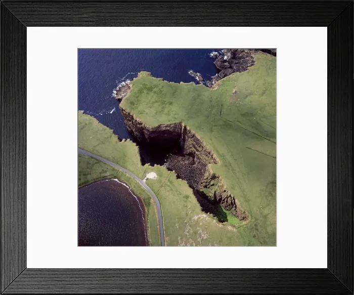 Framed Print : Aerial image of Scotland, UK: Volcanic Cliffs, just North east of Esha Ness (Eshaness), Northmavine peninsula, Shetland Islands, Scotland Framed Print : Aerial image of Scotland, UK: Volcanic Cliffs, just North east of Esha Ness (Eshaness), Northmavine peninsula, Shetland Islands, Scotland
