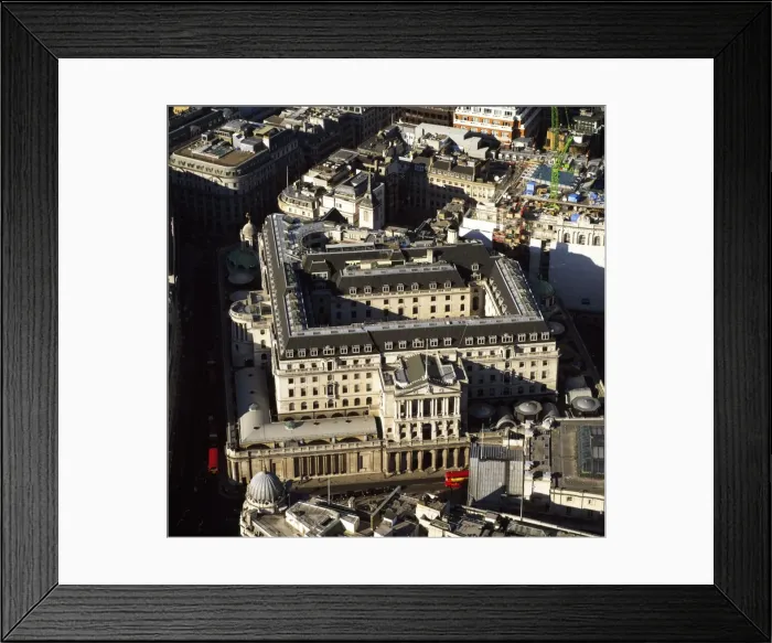 Framed Print : Aerial image of London, England, UK: Bank of England, the central bank of the whole of the United Kingdom Framed Print : Aerial image of London, England, UK: Bank of England, the central bank of the whole of the United Kingdom
