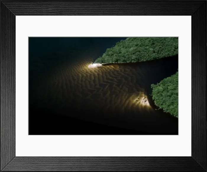 Framed Print : Aerial view of Rain Forest, Caroni River with sandbars, Venezuela, South America