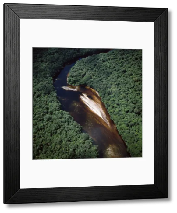 Framed Print : Aerial image of Guyana, South America: Paikwa River, Upper Mazaruni District, riverbend and sandbars Framed Print : Aerial image of Guyana, South America: Paikwa River, Upper Mazaruni District, riverbend and sandbars