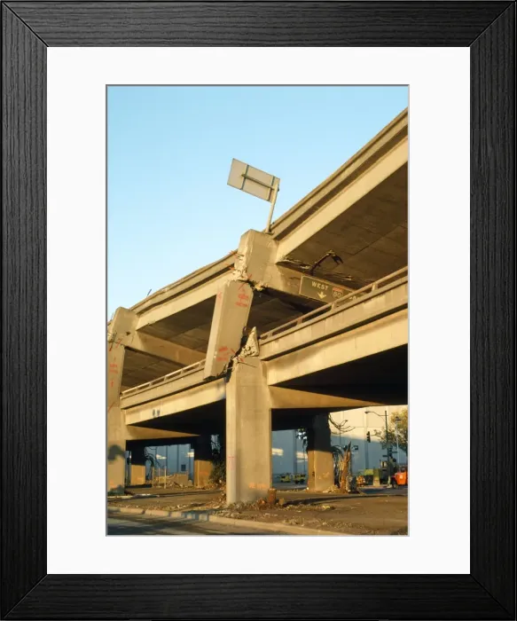 Framed Print : Earthquake - collapsed freeway at Oakland California USA- 17th October 1989 Framed Print : Earthquake - collapsed freeway at Oakland California USA- 17th October 1989