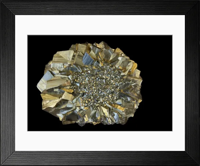 Framed Print : Pyrite (FeS2) (Iron sulfide) - Popularly known as fool's gold - Formerly used in the production of sulfuric acid - Yishan - Guangxi- China