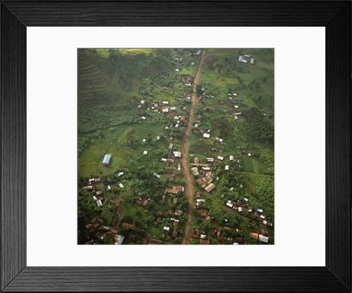Framed Print : Rwanda - Aerial view of Africa, Intensive agriculture on Virunga foothills, 2003 Framed Print : Rwanda - Aerial view of Africa, Intensive agriculture on Virunga foothills, 2003
