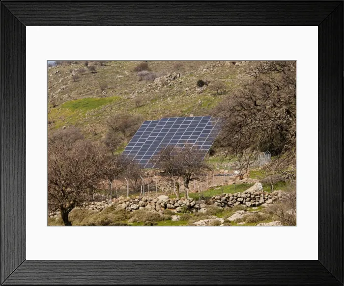 Framed Print : Extensive solar panel arrays in the countryside of west Lesvos (Lesbos) - Greece Framed Print : Extensive solar panel arrays in the countryside of west Lesvos (Lesbos) - Greece