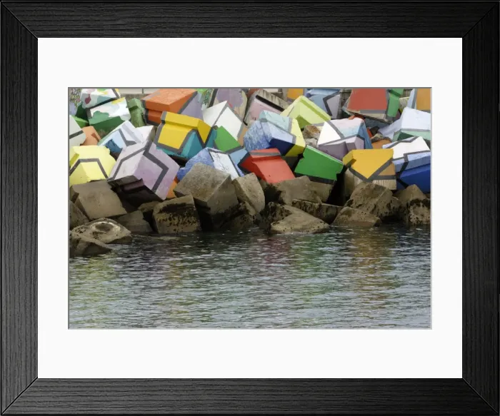 Framed Print : Harbour reinforcement blocks St Vincente de la Barquera, Costa Verde, Cantabria North Spain Framed Print : Harbour reinforcement blocks St Vincente de la Barquera, Costa Verde, Cantabria North Spain