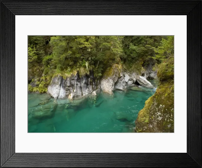 Framed Print : Blue Pools - famous pools of amazingly clear river water located within lush temperate rainforest Haast Pass, South Island, New Zealand Framed Print : Blue Pools - famous pools of amazingly clear river water located within lush temperate rainforest Haast Pass, South Island, New Zealand
