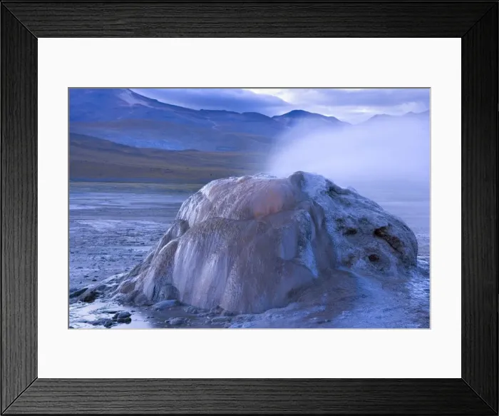 Framed Print : El Tatio Geysers - geothermal field of hot springs and geysers which is located at over 4200 m above sea level - at dawn - Altiplano Atacama Desert - Chile - South America Framed Print : El Tatio Geysers - geothermal field of hot springs and geysers which is located at over 4200 m above sea level - at dawn - Altiplano Atacama Desert - Chile - South America