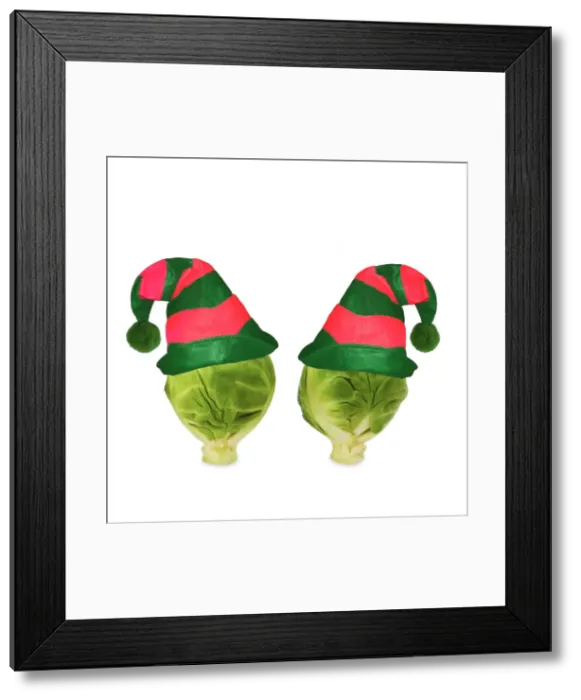 Framed Print : Brussels sprout - with elf hat Framed Print : Brussels sprout - with elf hat