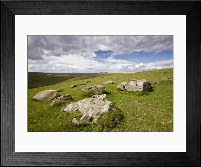 Framed Print : Sarsen Stones - on the steep south-facing chalk downs - Pewsey Downs National Nature Reserve (NNR) Wiltshire Framed Print : Sarsen Stones - on the steep south-facing chalk downs - Pewsey Downs National Nature Reserve (NNR) Wiltshire